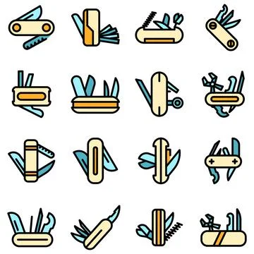 Multitool icons set vector flat Stock Illustration