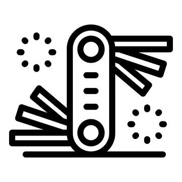 Multitool knife unfolding its multiple tools for repairing and fixing Stock Illustration