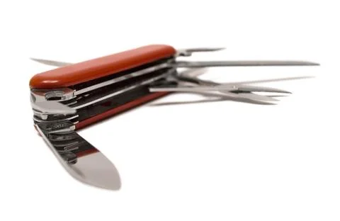 Multitool Penknife Isolated on a White Background Foto stock