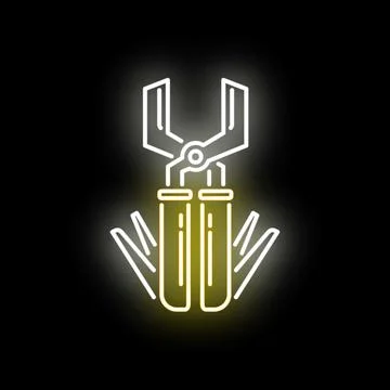 Multitool with pliers glowing neon icon on black background 스톡 일러스트
