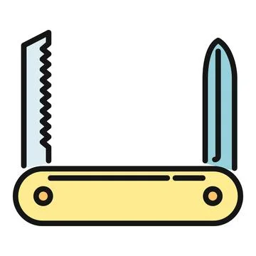 Multitool pocket knife with saw blade icon Stock Illustration