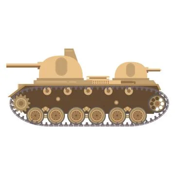 The multitower medium battle tank with the gun and a machine gun. Stock Illustration