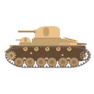 The multitower medium battle tank with the gun and a machine gun. Stock Illustration