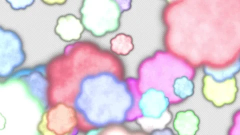 A multitude of colorful, cartoon-style clouds floating gently upward Stock Footage 340242546