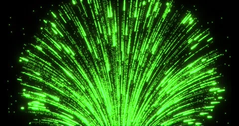 A multitude of luminous particles move rapidly along swirling trajectories Stockbeeldmateriaal 333363025