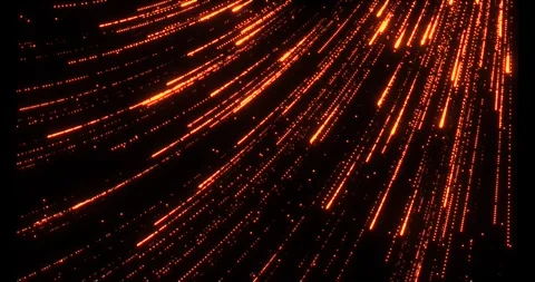 A multitude of luminous particles move rapidly along swirling trajectories Stockbeeldmateriaal 333363257