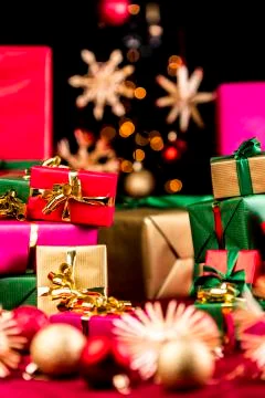 Multitude of plain xmas presents. Stock Photos