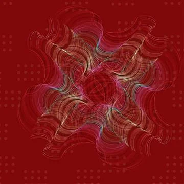 A multitude of thin, bright, colored, twisted lines are combined into a wav.. Stock Illustration
