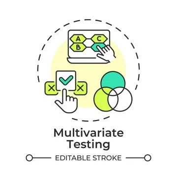 Multivariate testing flat linear concept icon Stock Illustration