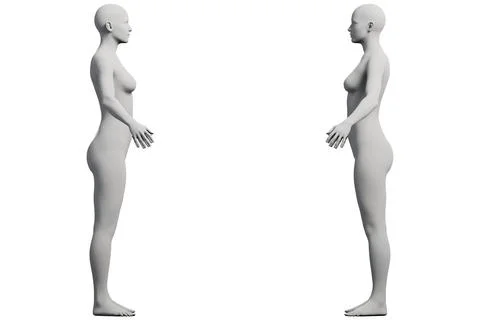 Multiview collage of standing figure model against white background Stock Illustration