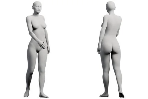 Multiview figure model standing in white studio Stock Illustration