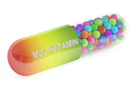 Multivitamin capsule, 3D rendering Stock Illustration