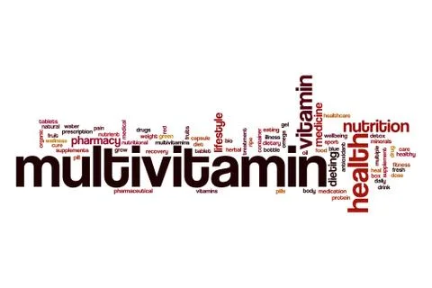 Multivitamin word cloud concept Stock Illustration