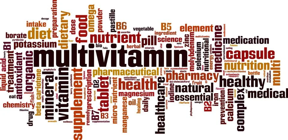 Multivitamin word cloud Stock Illustration