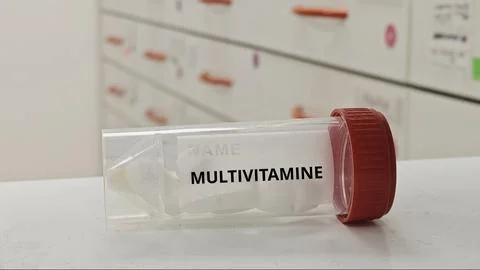 MULTIVITAMINE tablets used to support overall nutrition and prevent deficie.. Stock Photos