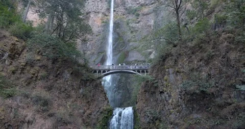 Multnomah falls bridge, Columbia River Gorge, Portland, Oregon - 4K Nature Stock Footage 226667342
