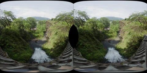 Multnomah Falls From Bridge Looking Down 180 VR Stereoscopic Stock Footage 294858530