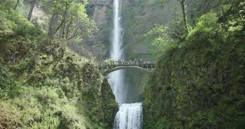Multnomah Falls Bridge Medium Shot Stock Footage 201523784