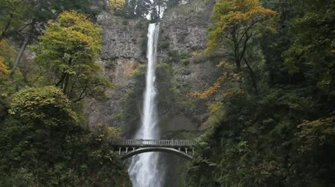 Multnomah Falls on Columbia Gorge Stock Footage 8952791