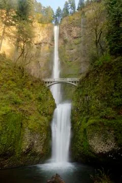 Multnomah Falls in Oregon state. Stock Photos