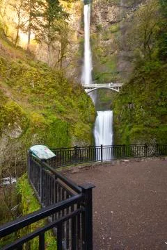 Multnomah Falls in Oregon state. Stock Photos