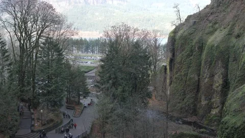 Multnomah Falls Visitor Center Oregon.  Stock Footage 140890671