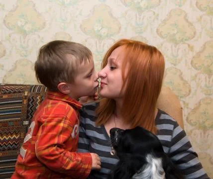 Mum with the son Stock Photos