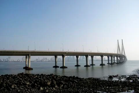 Mumbai bridge on the arabian sea Stock Photos