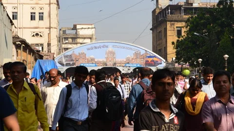 Mumbai CST crowd Stock Footage 48921316