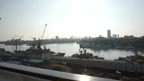Mumbai Dockyard harbor with ships unloading goods at the port. Video stock 135382145