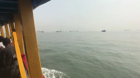 Mumbai, India - splashes from the running ship Stock Footage 132808621