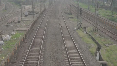 Mumbai Local Sub urben Train empty track Stock Footage 231528333