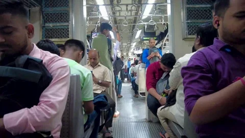 Mumbai Local train Inside view. 4K Stock Footage 252655346