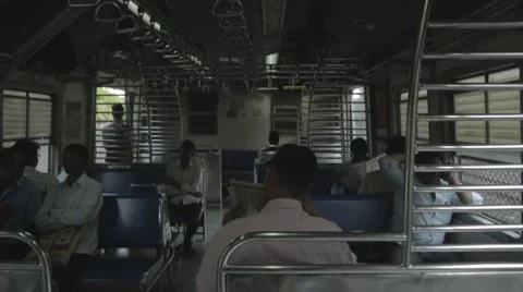 Mumbai Local Train Interior - Passenger point of View Stock-Footage 58831413