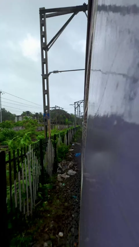 Mumbai Local Train Running View Vertical Video India Public Transport 4K Stock Footage 339070310