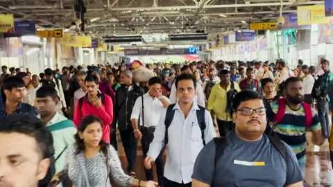 Mumbai Local Train Rush (Crowd of People). 4K Stock Footage 246921815