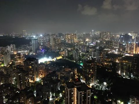 Mumbai Night Drone View Stock Photos