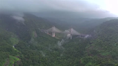 Mumbai Pune Expressway Missing Link Cable Stayed Bridge Lonavala Maharashtra Stock Footage 344536625