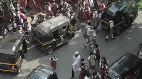 Mumbai School Run Stock Footage 35758038