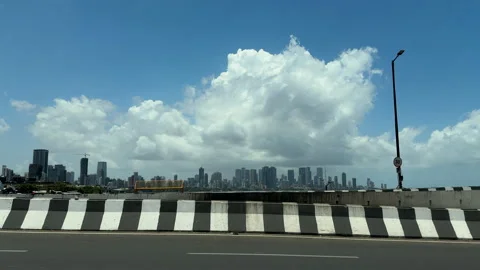 Mumbai Skyline With Dramatic Clouds View From Bandra Worli Sea Link Road Vídeos de archivo 346719409