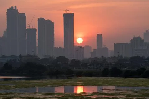 Mumbai skyline - sunset 스톡 사진