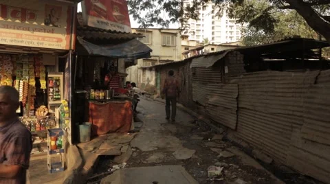 Mumbai Slum Stock Footage 44205280