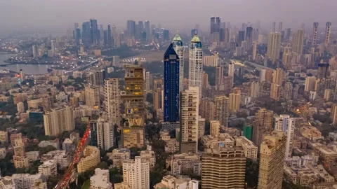 Mumbai time lapse hyperlapse aerial drone Mahalaxmi, India, 4k day to night 스톡 동영상 233026432