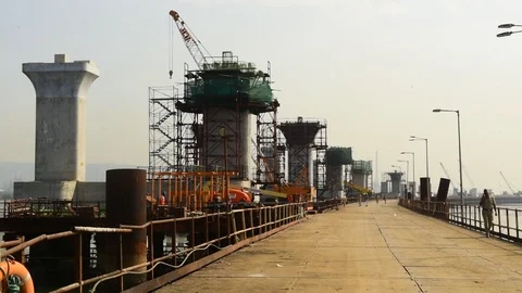 Mumbai Trans Harbar Link Project Video stock 122941776