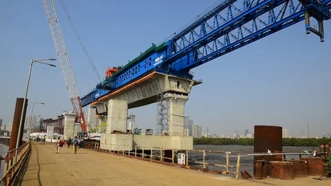 Mumbai Trans Harbar Link Project Stock Footage 122941879