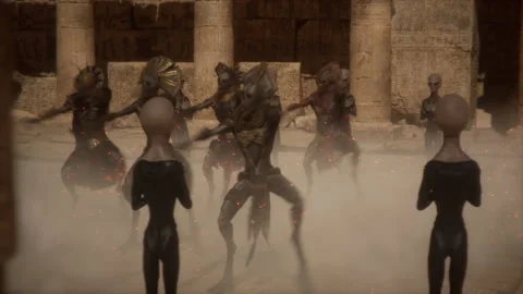 Mummies in Motion, A Sacred Alien Encounter Stock Footage 293394095