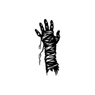 Mummified Hand Rising from Grave. Vector icon. Stock Illustration