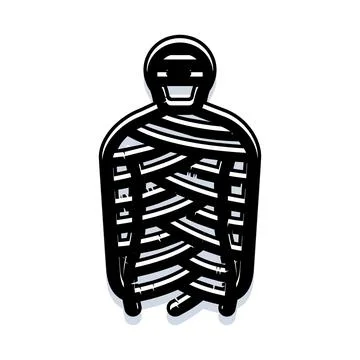 Mummy creature wrapped in bandages with shadow Stock Illustration
