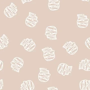 Mummy fear line vector seamless pattern Stock Illustration