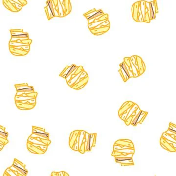 Mummy fear vector seamless pattern Stock Illustration